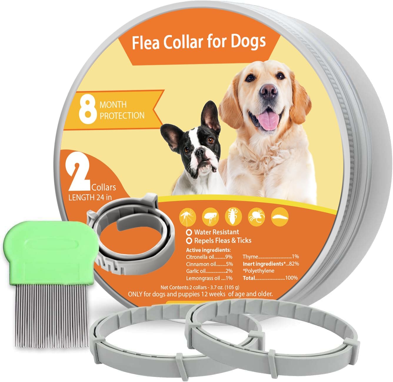 Flea Collars for Dogs - 8 Months Waterproof Protection