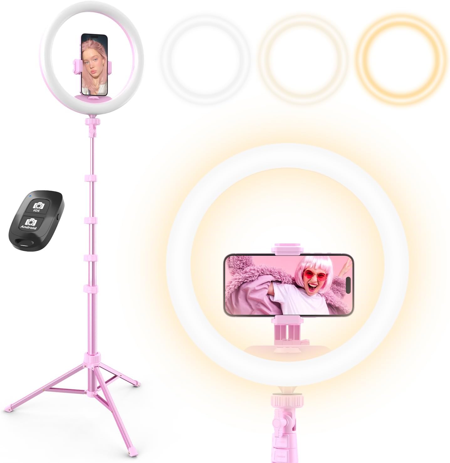 UBeesize 12 Selfie Ring Light with 62 Extendable Tripod Stand