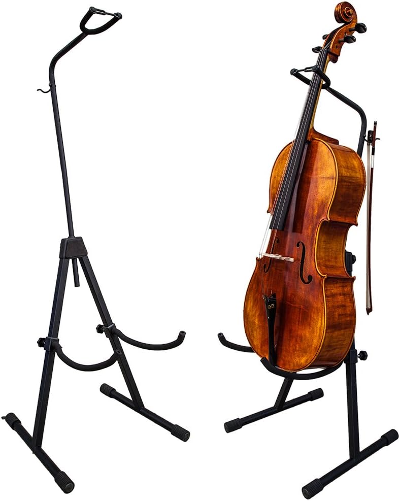 PAITITI Adjustable Foldable Stand for Cello with Hook for Bow