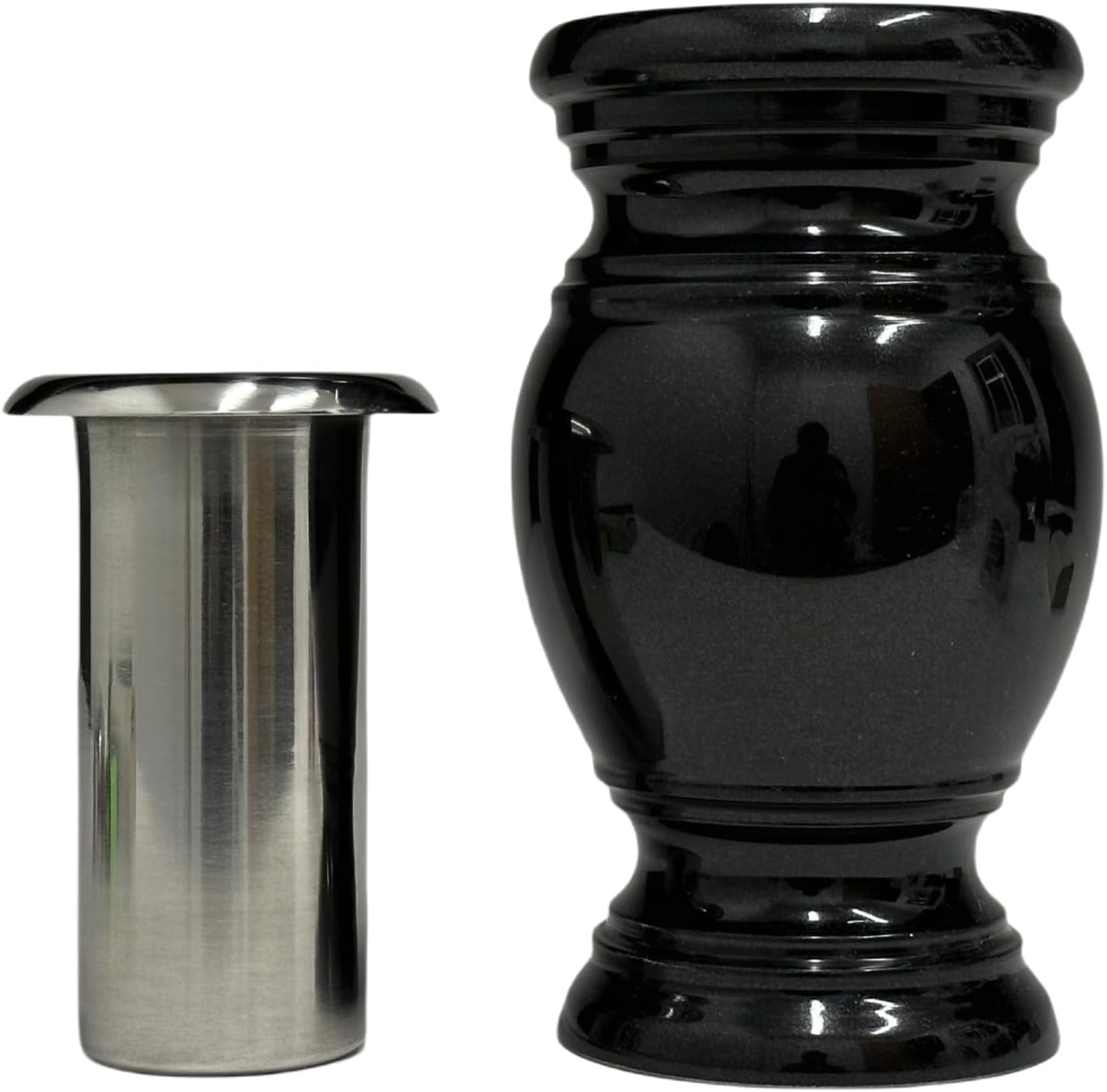 Memorial Cemetery Flower Vase - Durable Black Granite Holder
