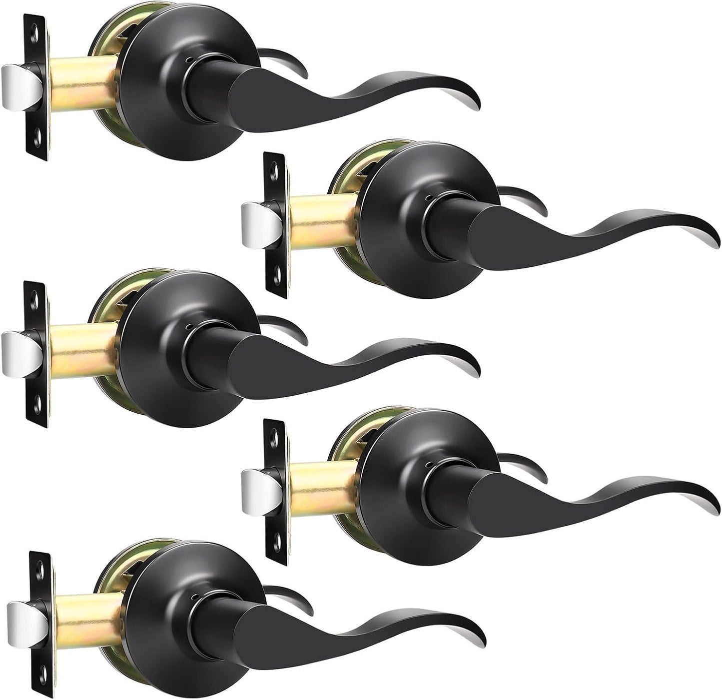 GOBEKOR Matte Black Passage Door Levers for Hallway and Closet