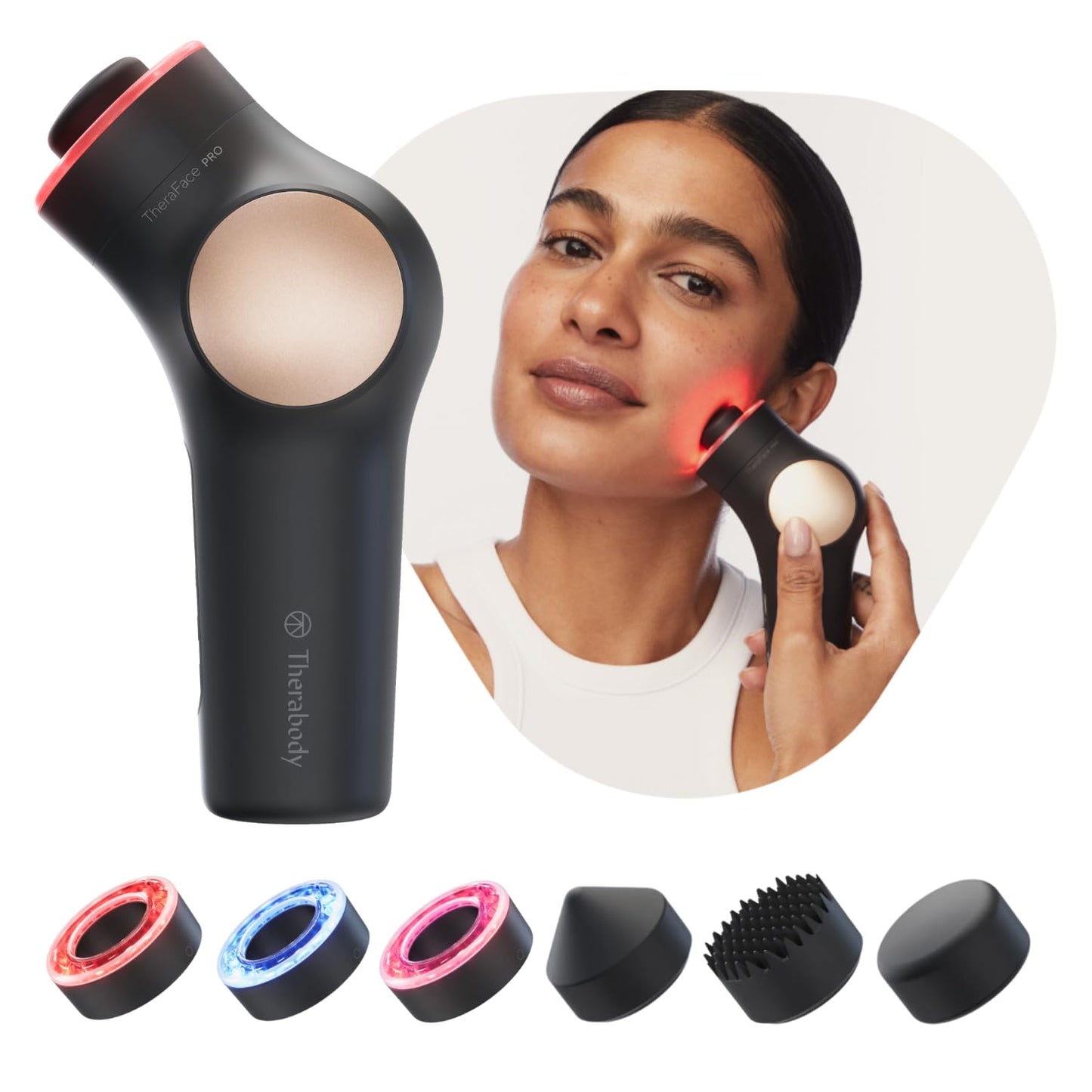 LED Handheld Percussive Facial Massage Device for Skin Care