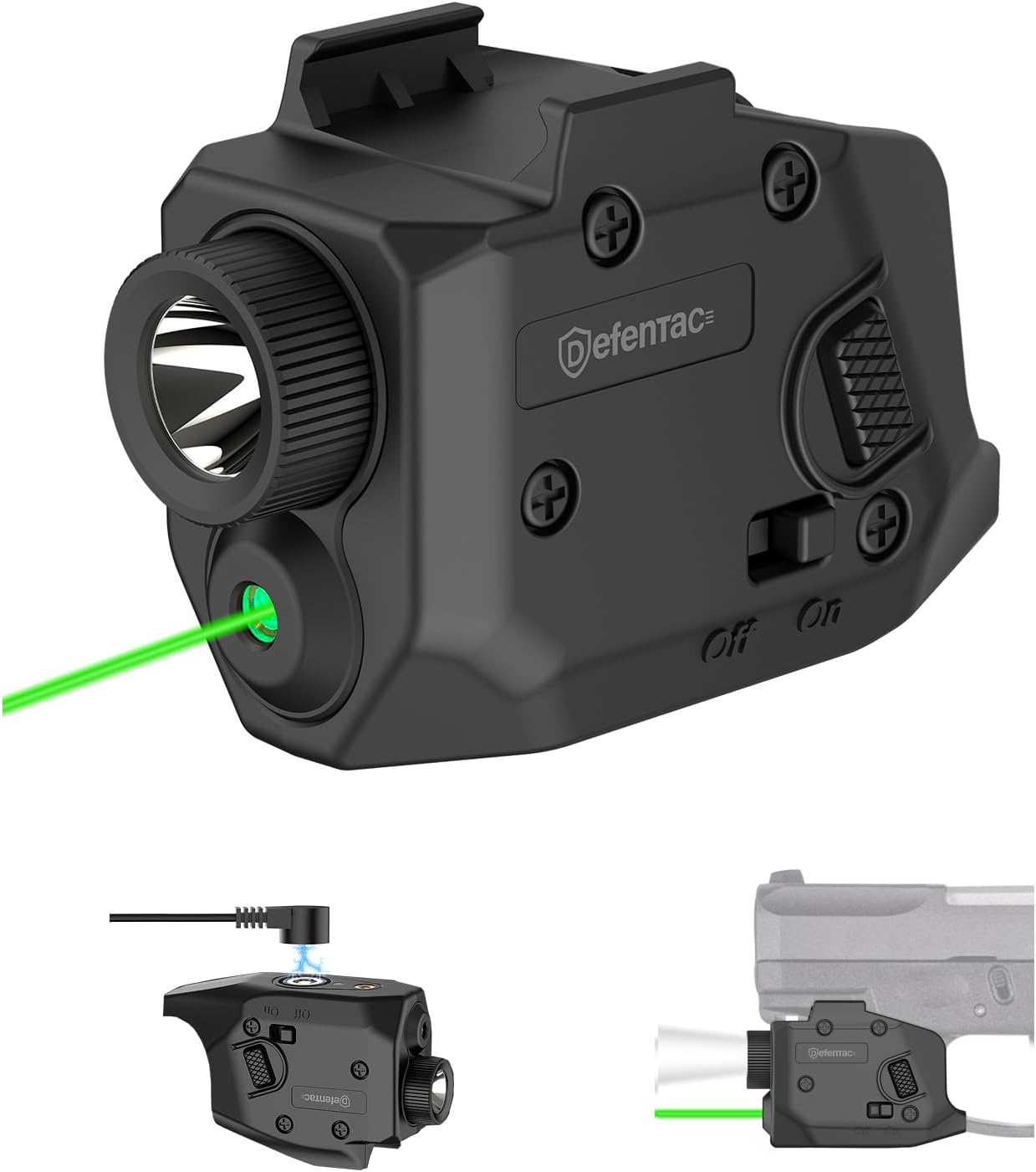 Defentac Laser Sight for Pistol with Magnetic Rechargeable Beams