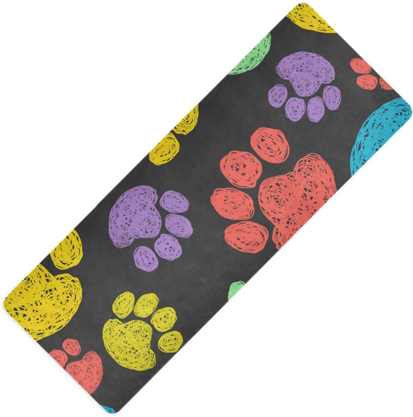 Non-Slip Colorful Paw Travel Yoga Mat Set