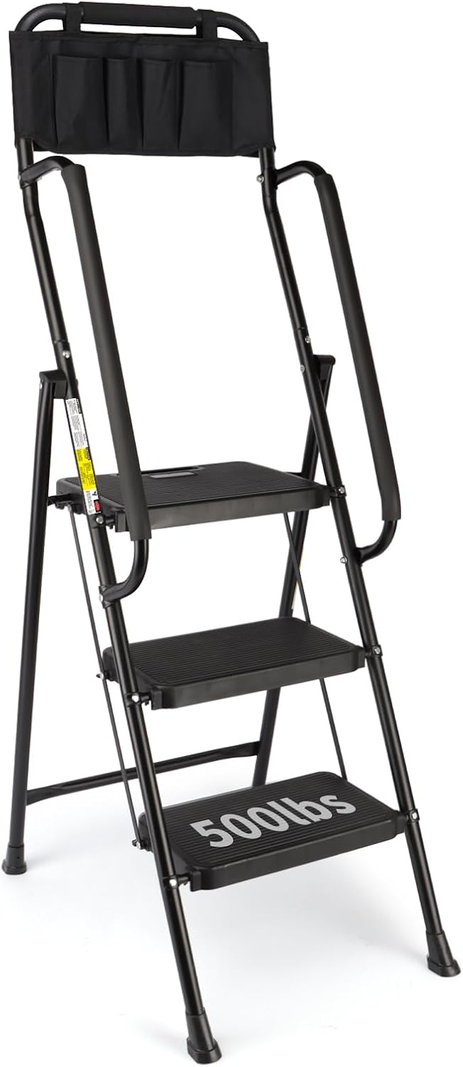 Valeo 3 Step Ladder with Handrails for Home and Office Use