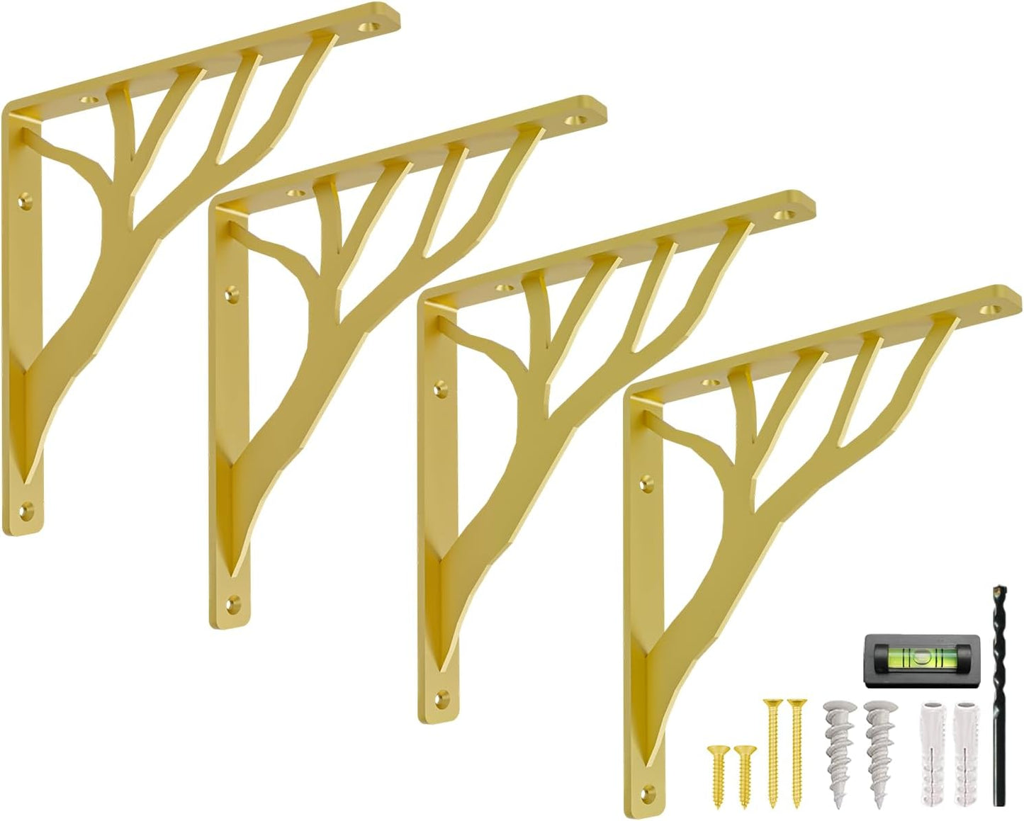Rustic Tree Brass Heavy Duty Shelf Brackets for Stylish Shelving