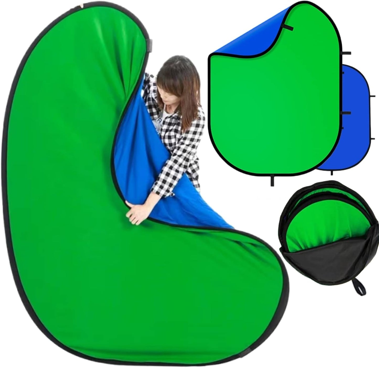 Portable Double Sided Green Screen Backdrop for Streaming