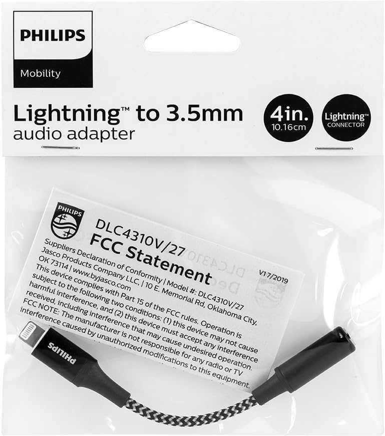 PHILIPS Lightning to 3.5mm Headphone Jack Adapter Dongle Pack