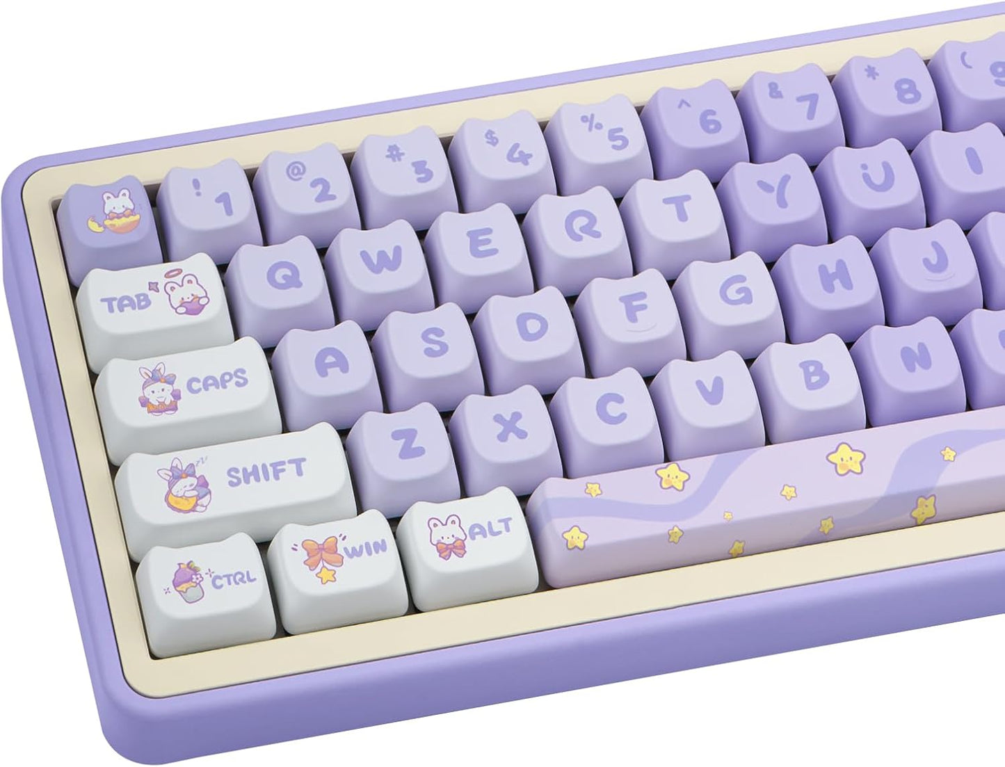 Purple Cat Shaped Keycaps for Mechanical Gaming Keyboards
