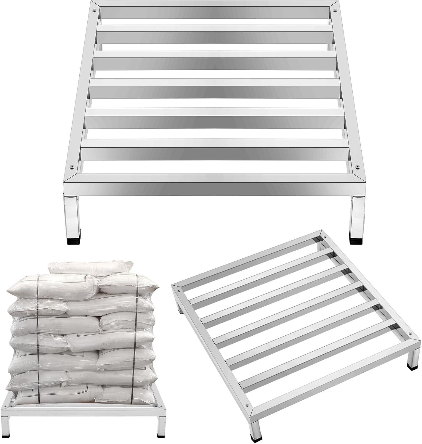 Stainless Steel Dunnage Rack 2 Pack for Heavy Duty Storage