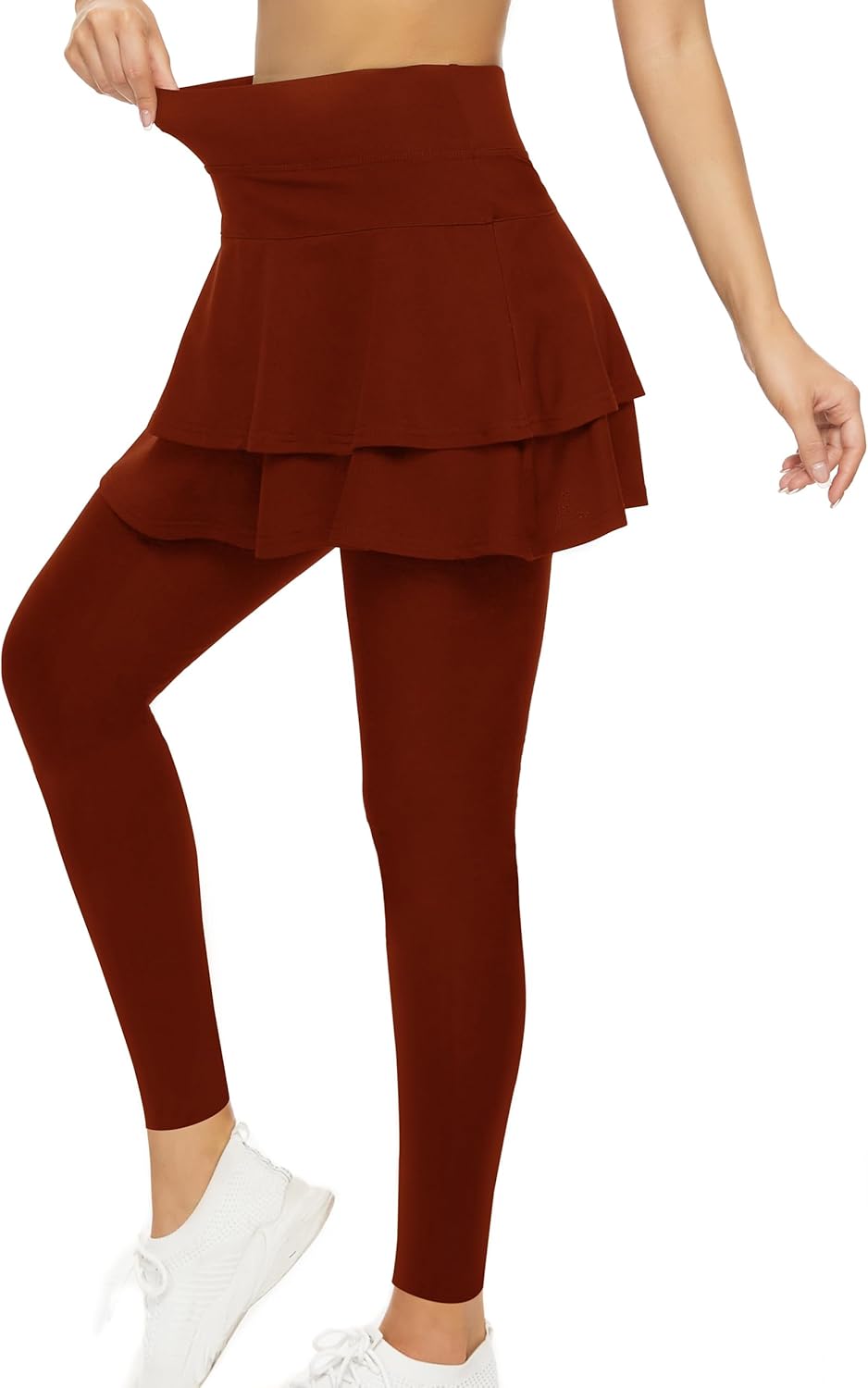 WOWENY Tennis Skirted Leggings with Pockets for Active Women