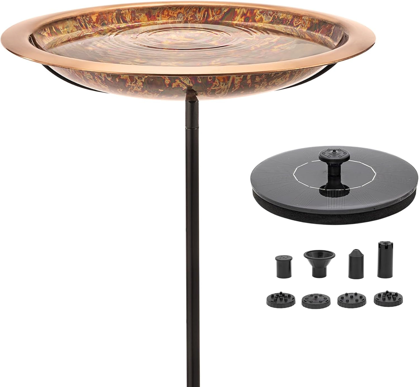 Polished Fired Copper Bird Bath with Fountain for Your Garden