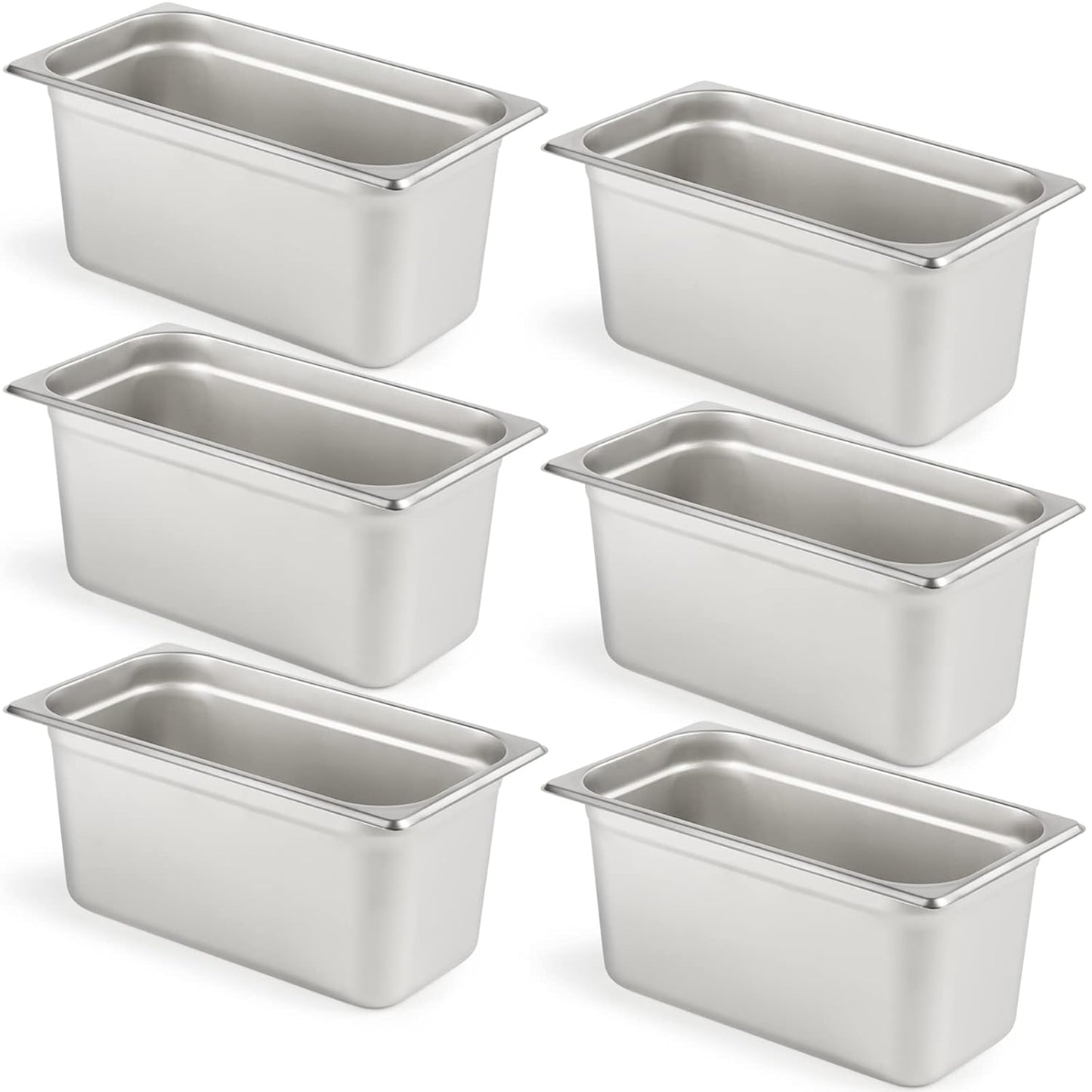 CURTA 6 Pack Anti-Jam Hotel Pans for Food Storage and Serving