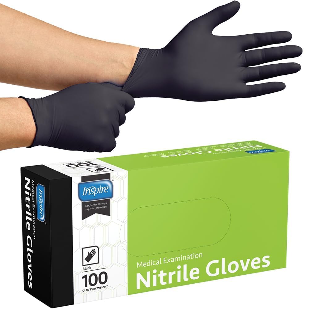 100 Count Large Black Nitrile Gloves | Safety & Comfort