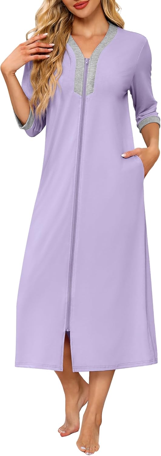 Ekouaer Women's Zipper Robe for Comfort and Style at Home