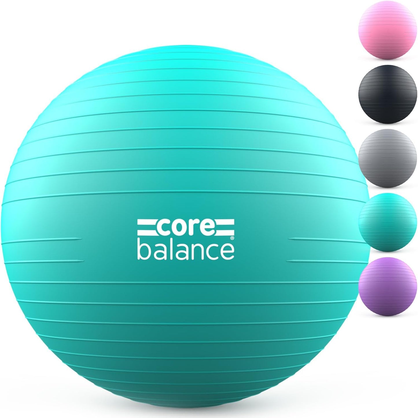 Core Balance Exercise Ball - Anti-Burst & Slip Resistant, 4 Sizes