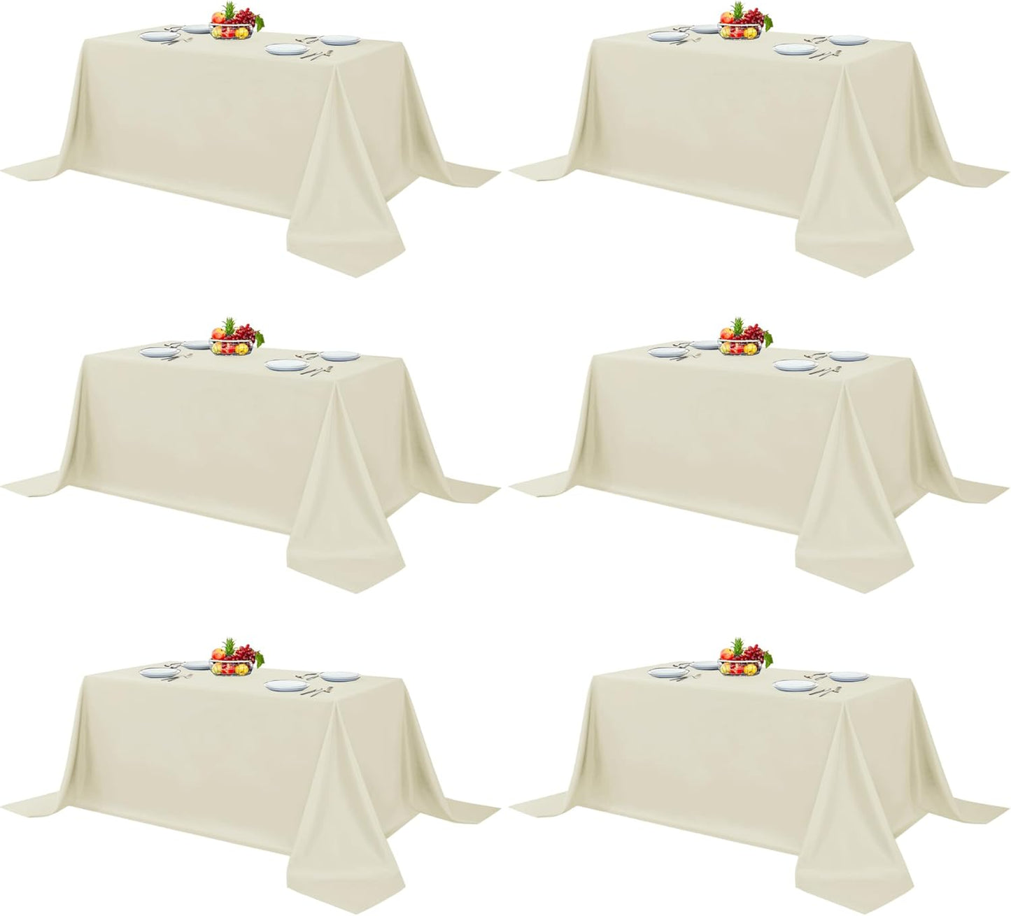 Elegant Rectangle Table Clothes for Weddings and Events - 6 Pack