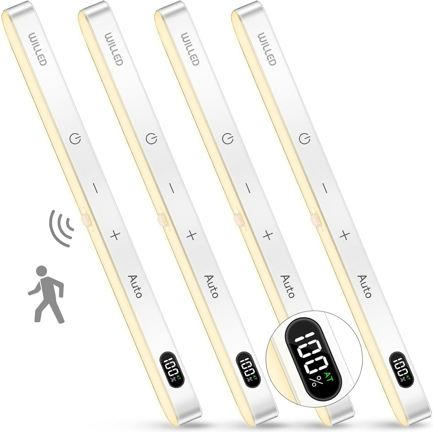 WILLED 3000K Motion Sensor Closet Lights with Battery Display