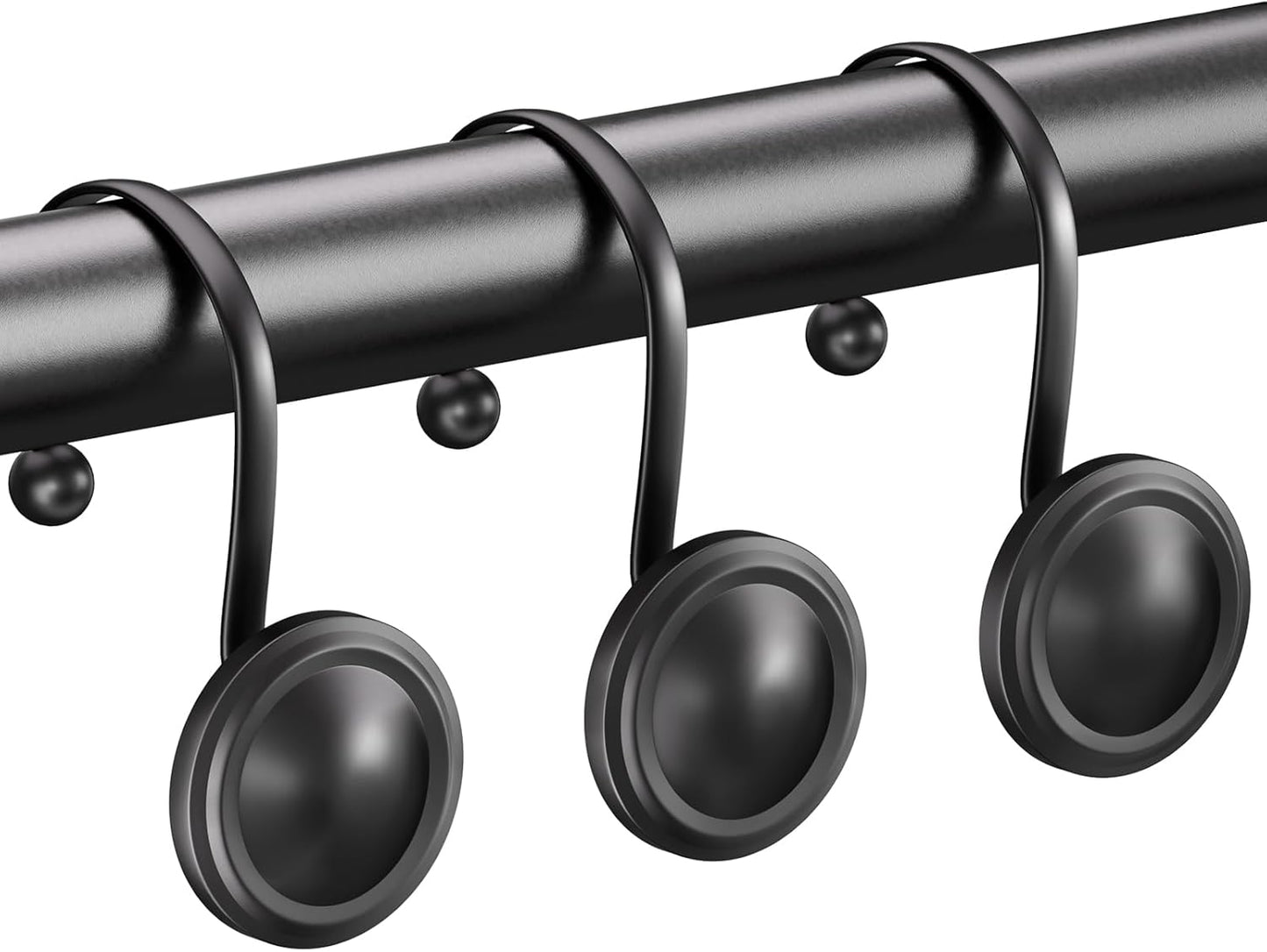 Rust-Proof Black Shower Hooks - Set of 12