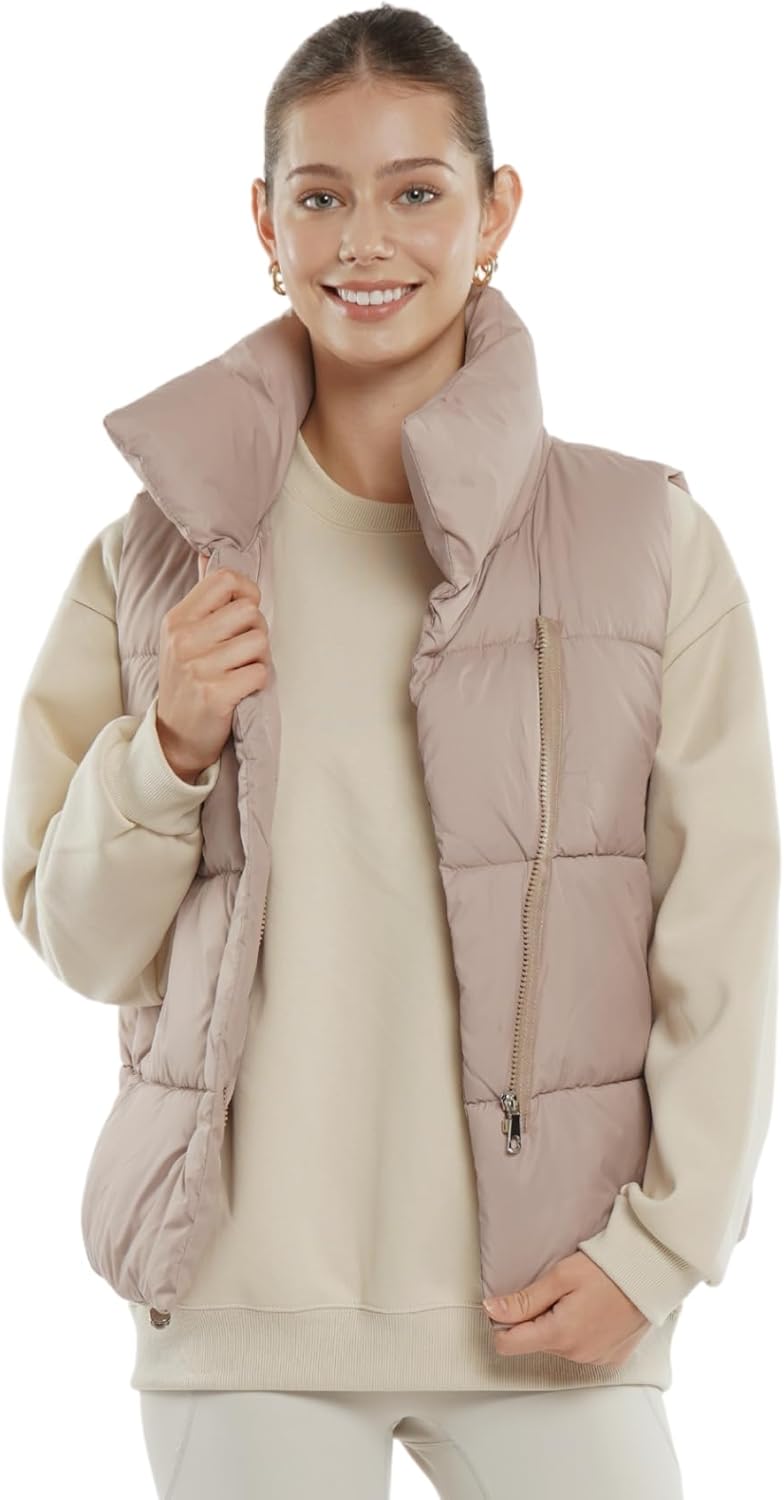 Women Puffer Vest - Oversized Sleeveless Cropped Winter Outerwear