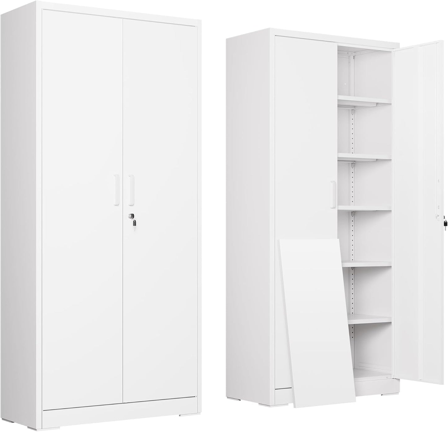 DEVAISE Garage Storage Cabinet with Adjustable Shelves and Lock