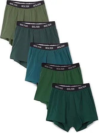 Bolter Mens 5-Pack Cotton Stretch Boxers Shorts for Comfort
