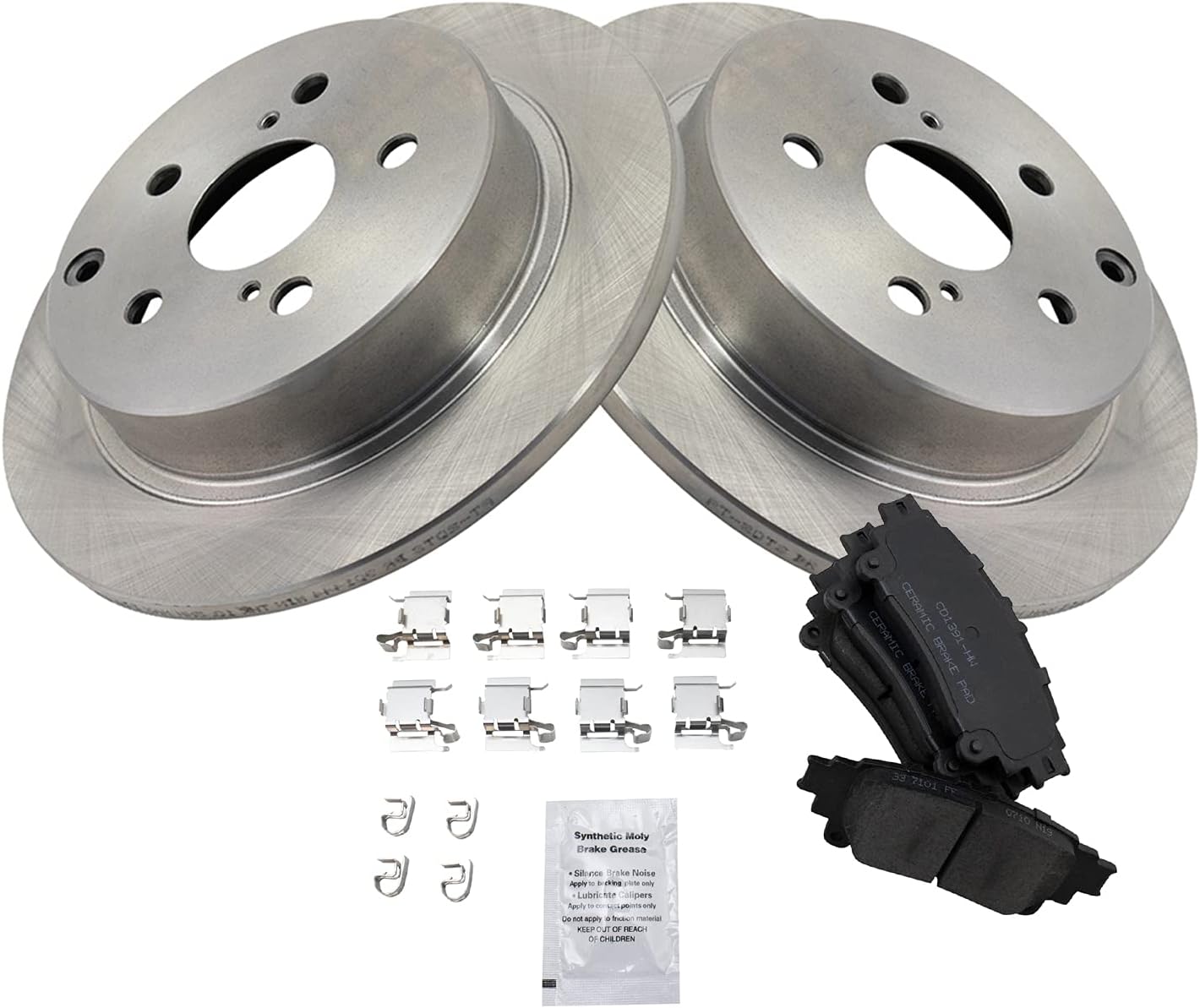TRQ Rear Brake Pad & Rotor Kit for 2016-2019 Toyota Mirai