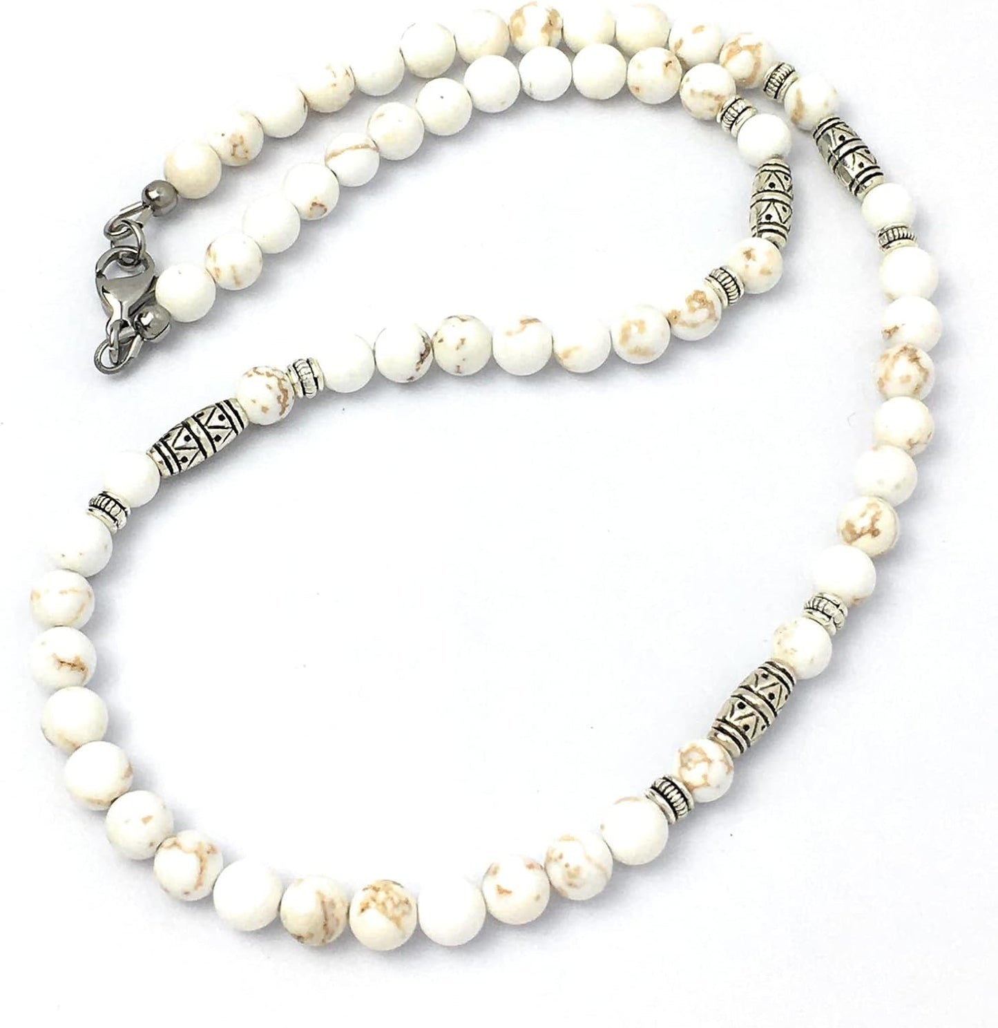 Mami's Gem Studio Mens Beaded Necklace with Pewter Accents