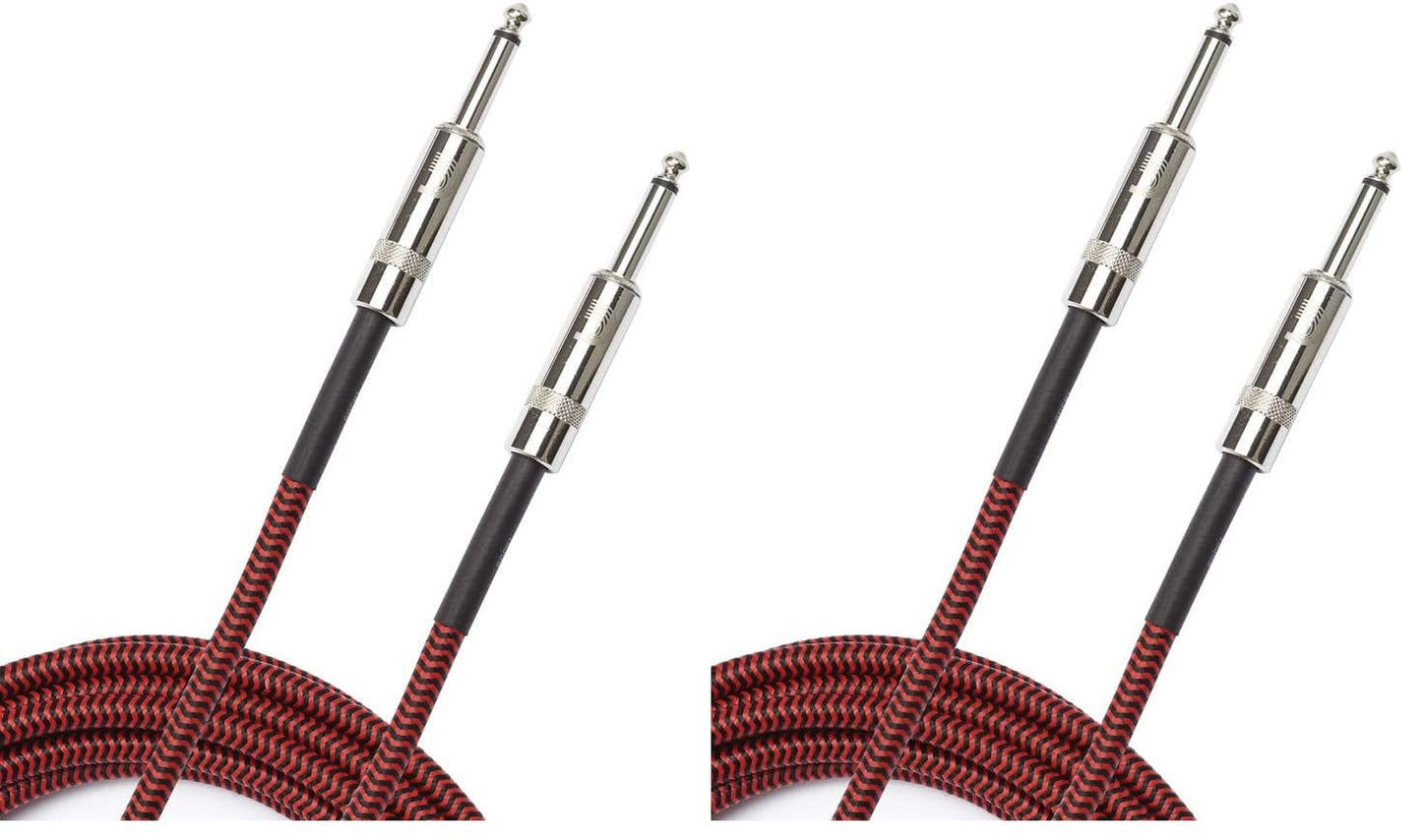 D'Addario Guitar Cable - 15 Feet Braided Instrument Lead - 2 Pack