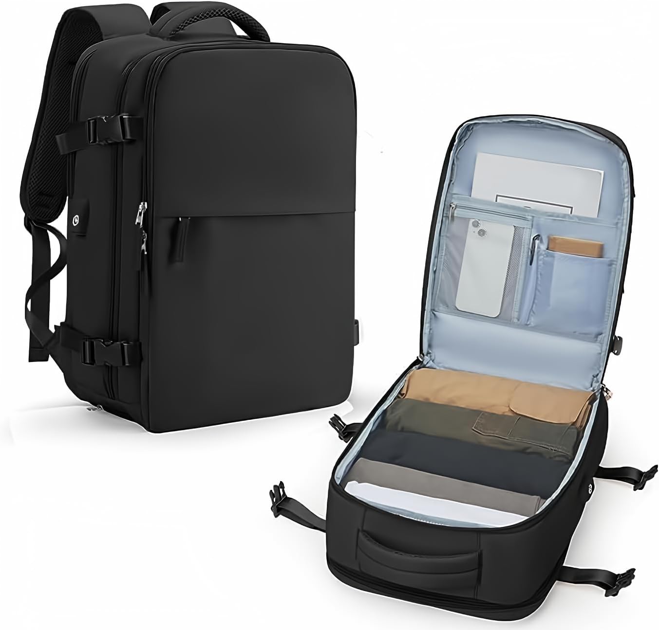coowoz Black Travel Backpack - Airline Approved