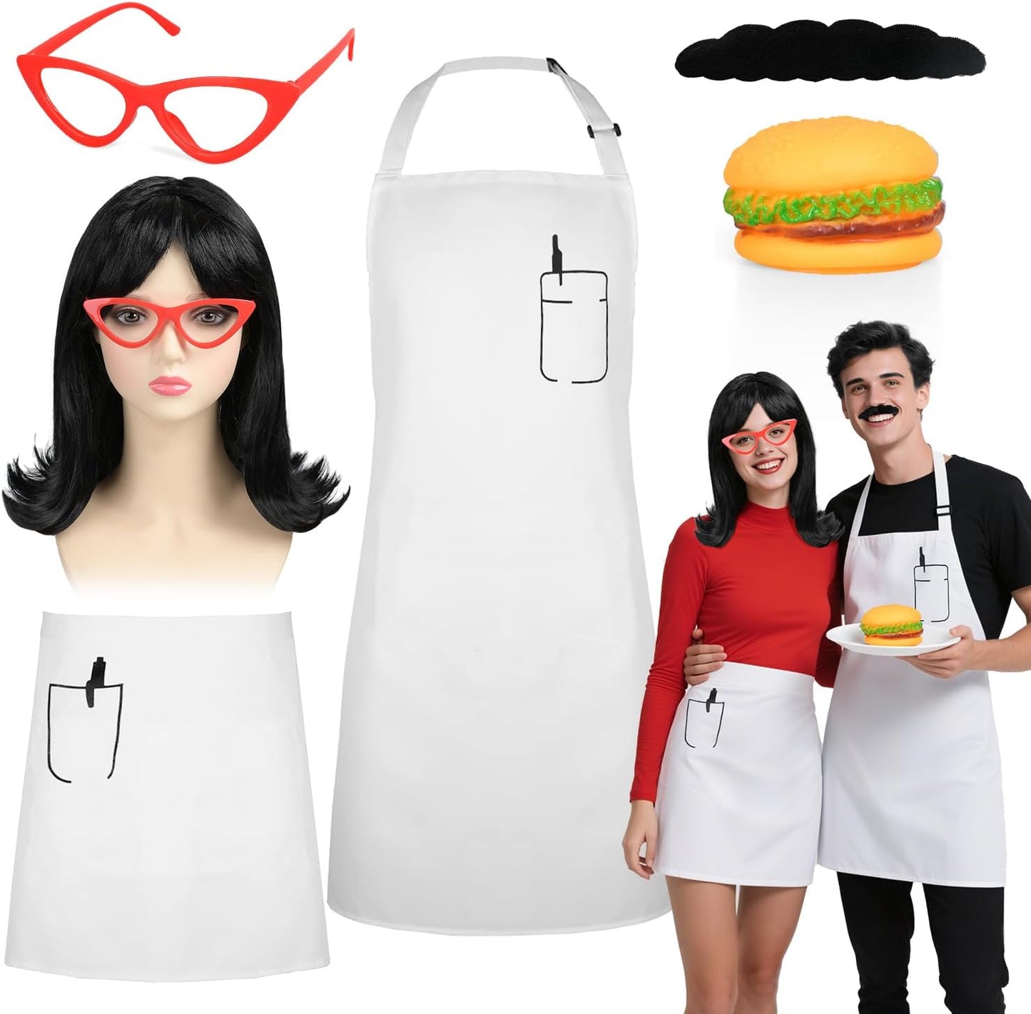 MOVINPE Burger Shop Couple Costume Set for Fun Halloween Parties