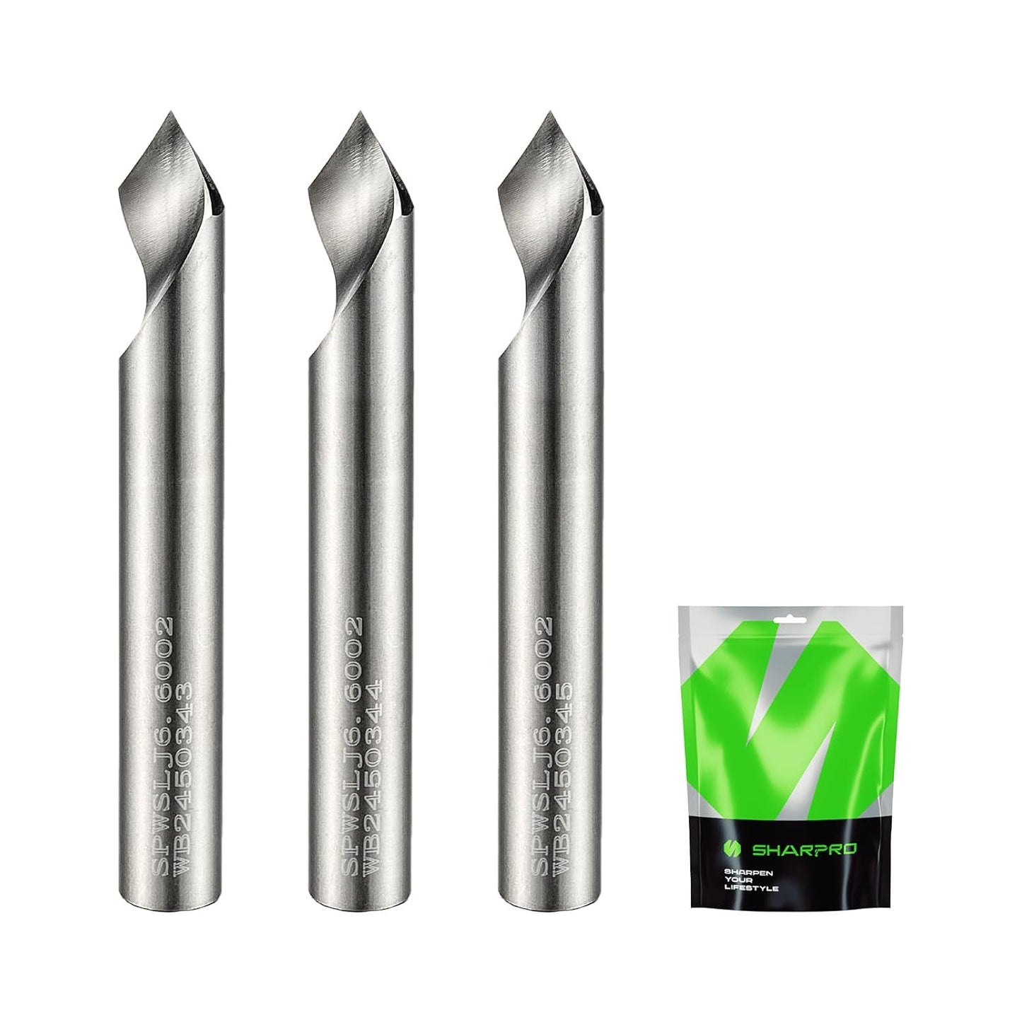 Chamfer Router Bits V Groove O Flute Spiral 60 Degree 1/4 Inch