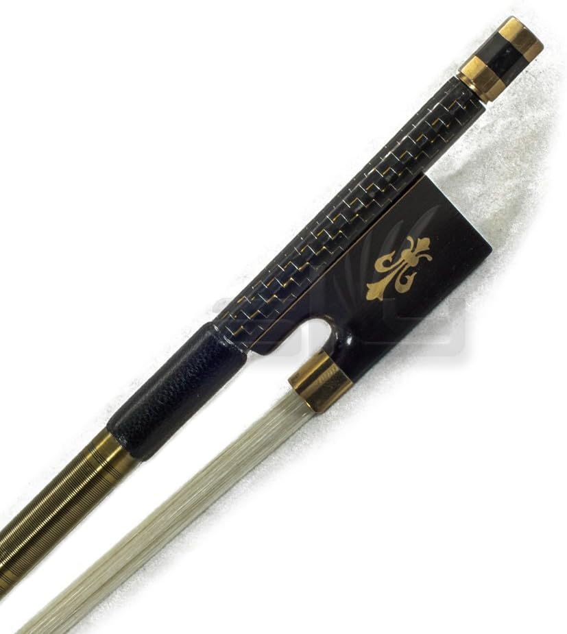 PAITITI 4/4 Violin Bow with Gold Inlaid Patterned Design