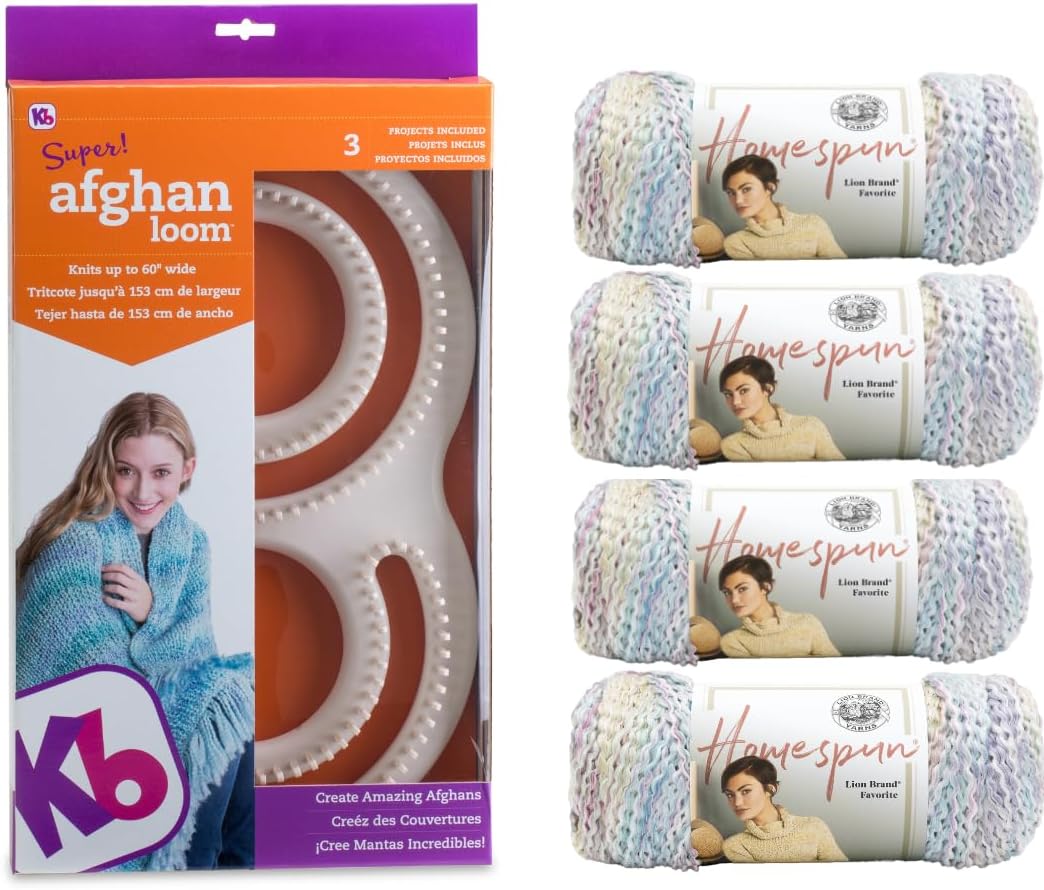 Authentic Knitting Board Afghan Loom Kit for Easy Blanket Knitting