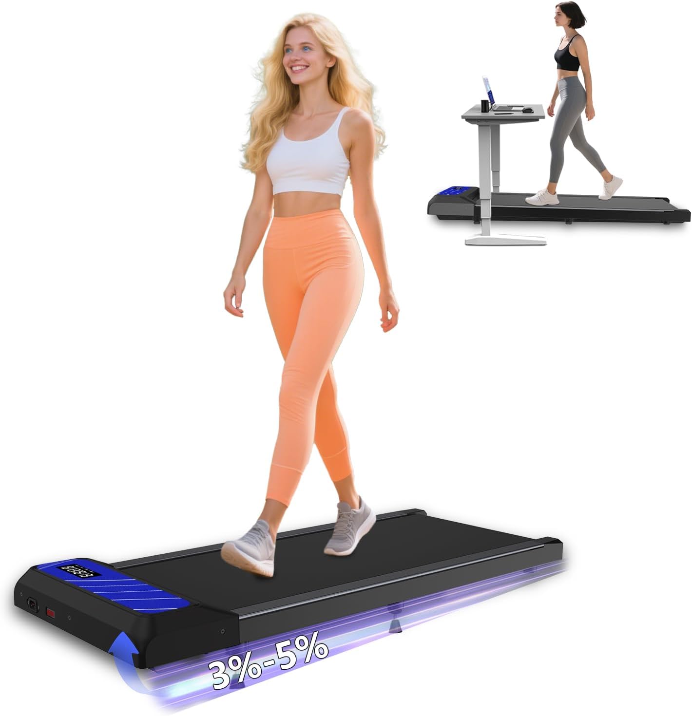 Walking Pad Under Desk Treadmill with Incline for Home Use