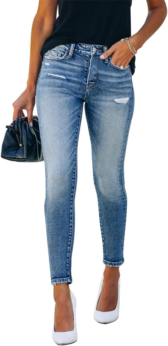KUNMI Women's Ripped Skinny Jeans for Trendy Casual Style