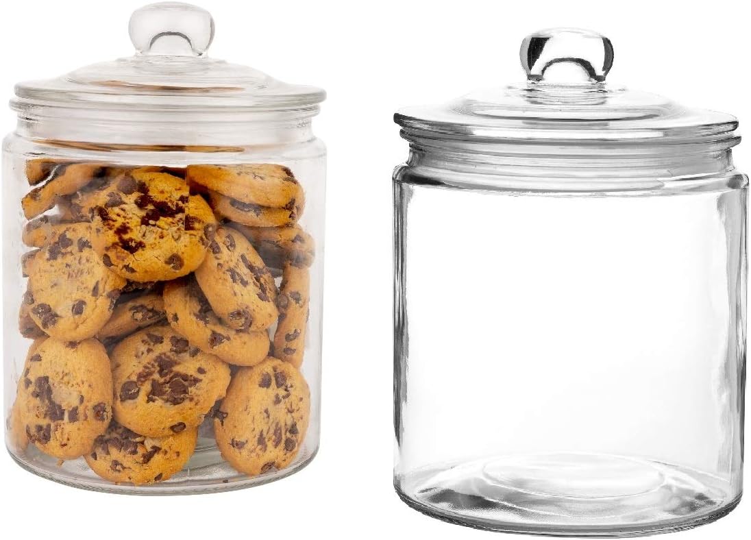 Set of 2 Airtight Glass Storage Jars for Kitchen Organization