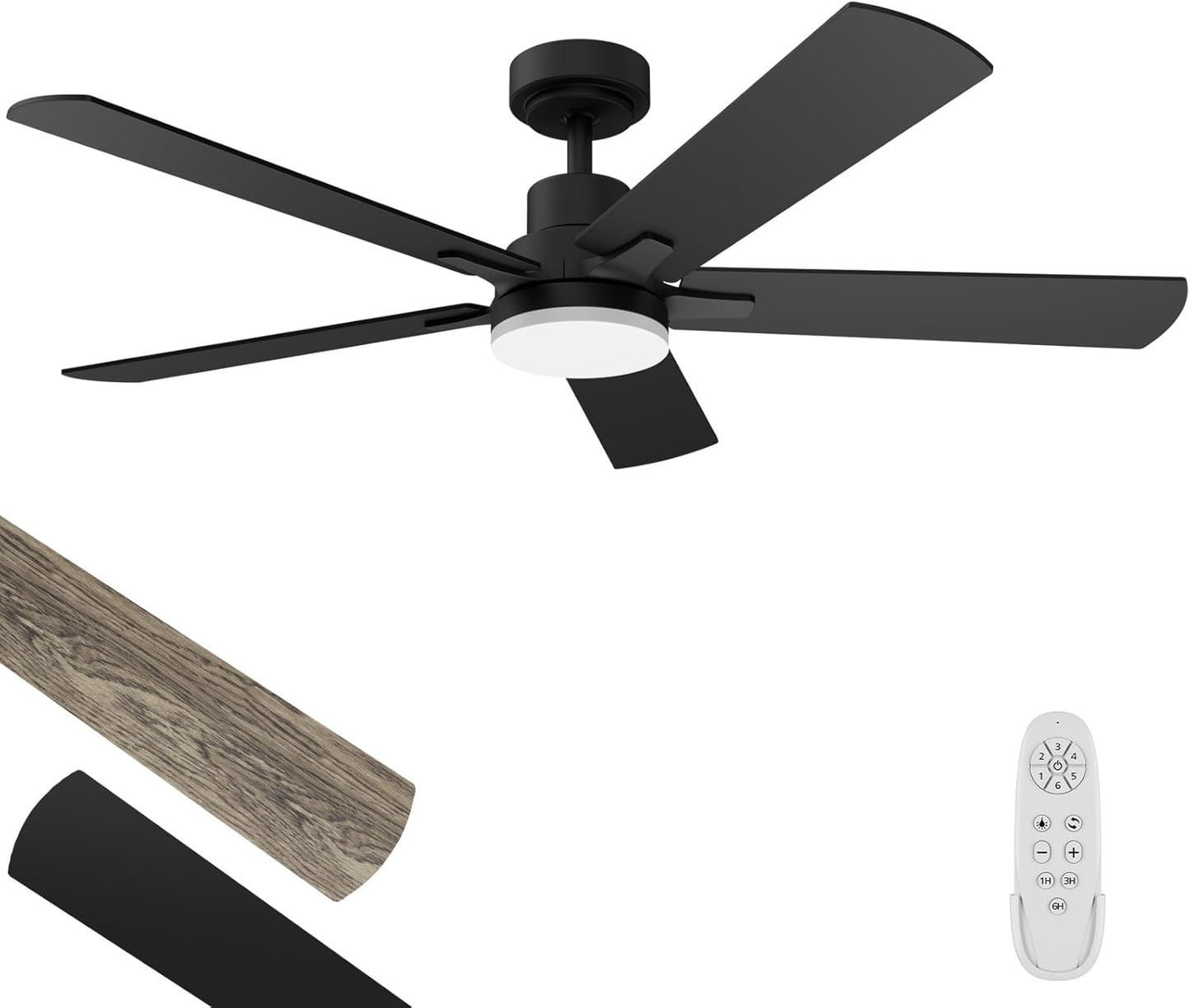 52-Inch Ceiling Fan with Light and Remote Control for Home