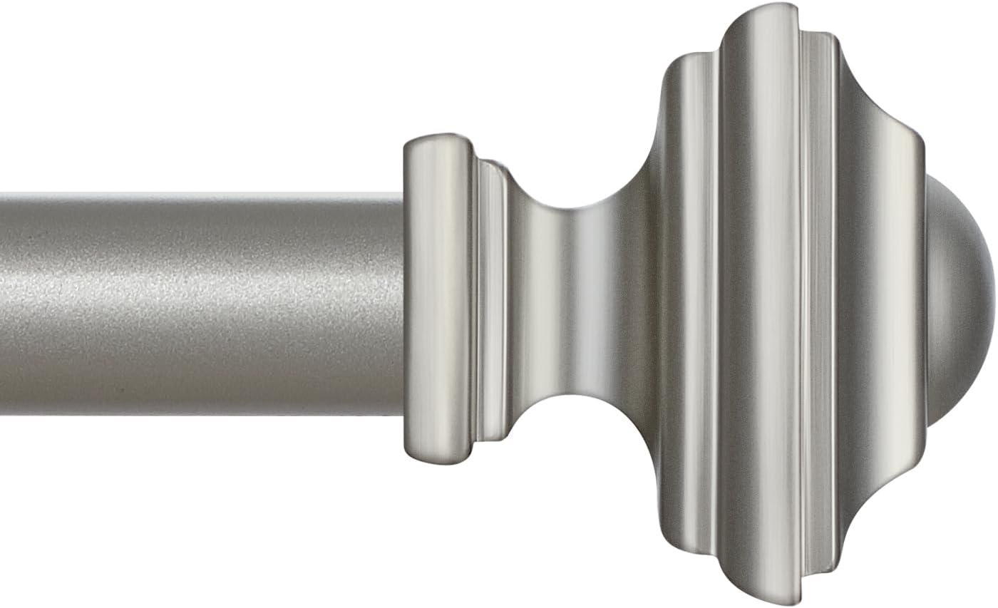 Stylish Silver Curtain Rod Set 48-84 Inches, Square Finials, Antique Silver - JRZOO
