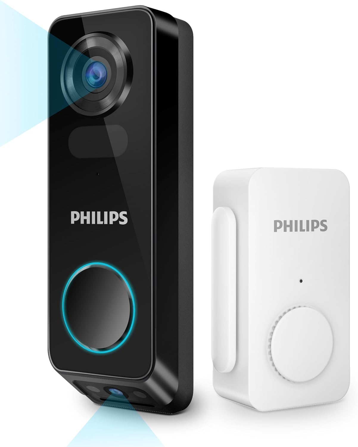 PHILIPS Wireless Video Doorbell: No Monthly Fee, 2K FHD, Dual Cameras