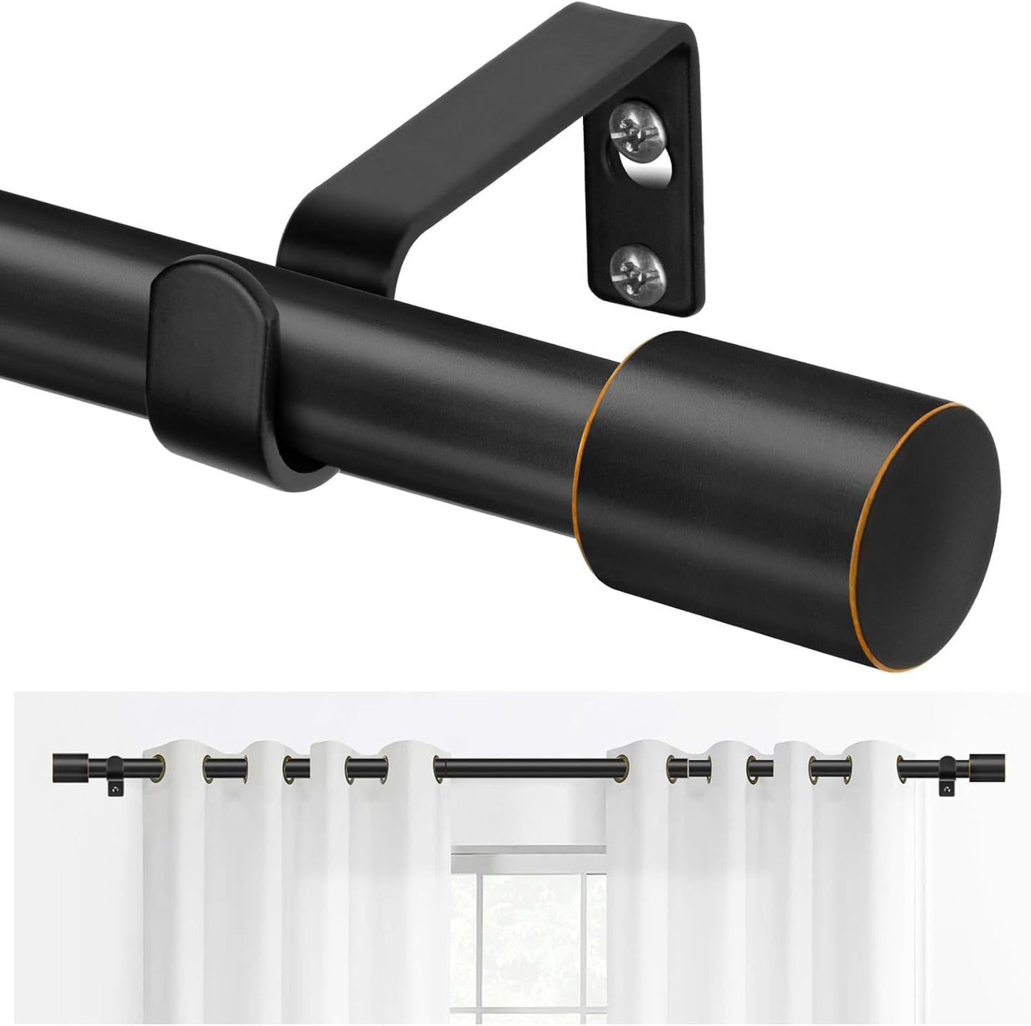 Adjustable Black Curtain Rods 32-58 Inch - Stylish Window Decor