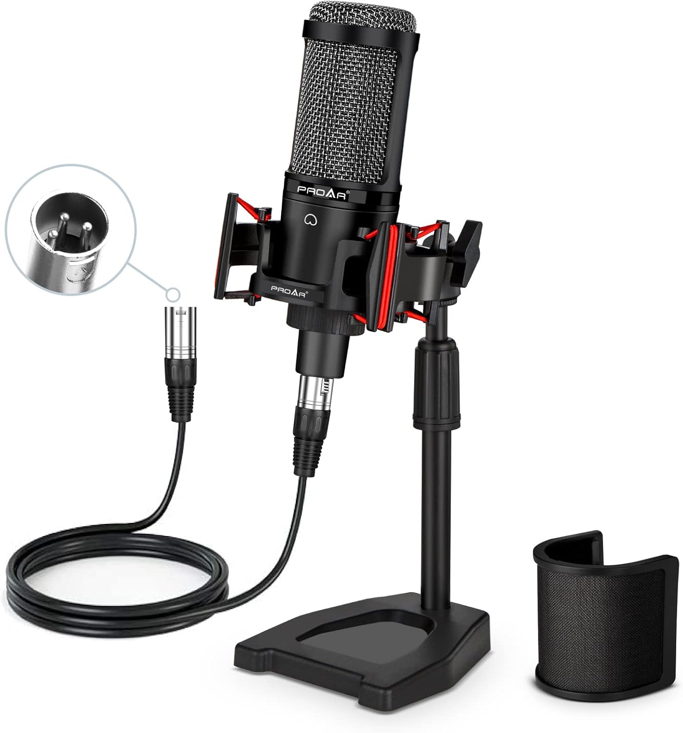 XLR Podcast Microphone Professional Cardioid Condenser Mic Kit