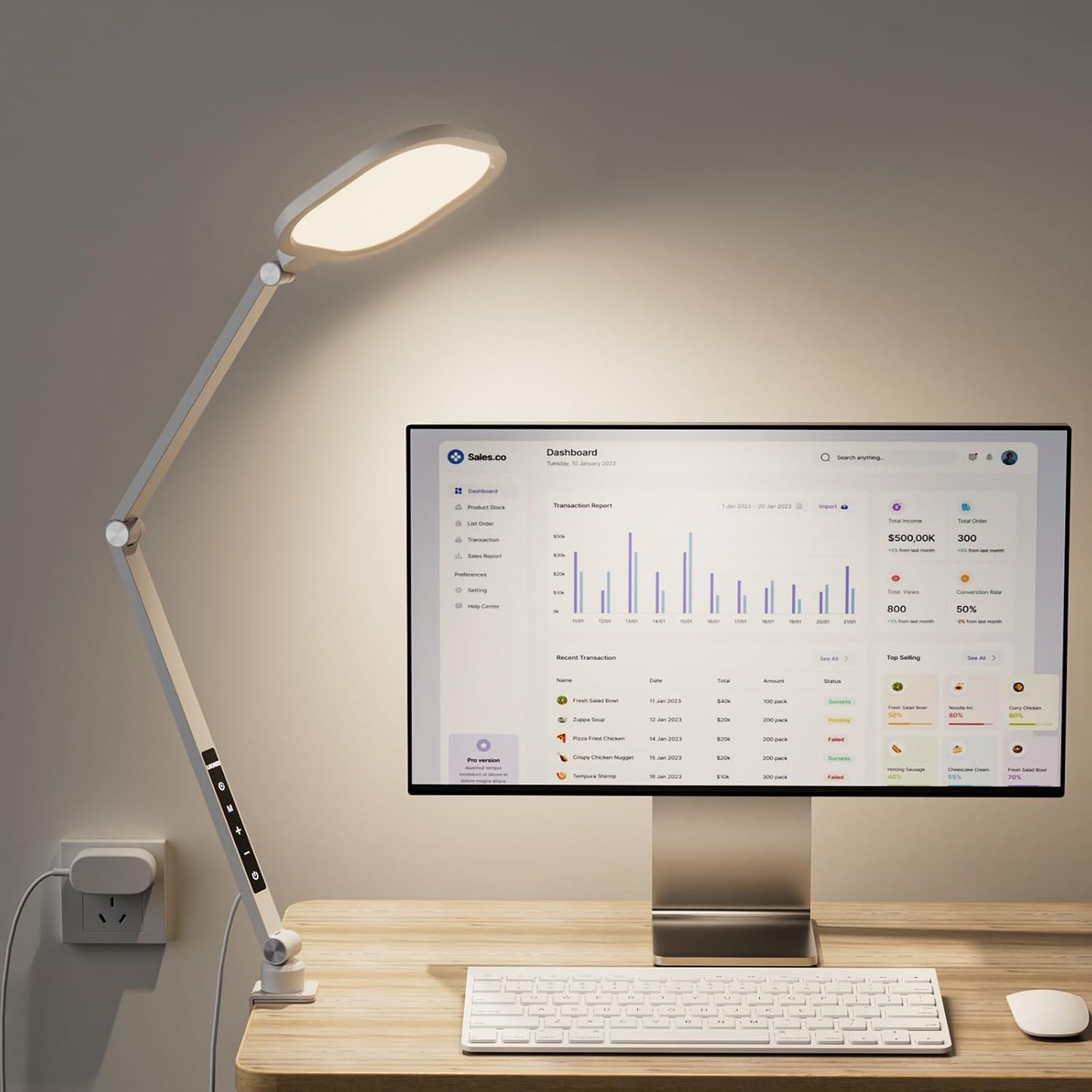 LED Desk Lamp for Home Office with C-Clamp and Swing Arm