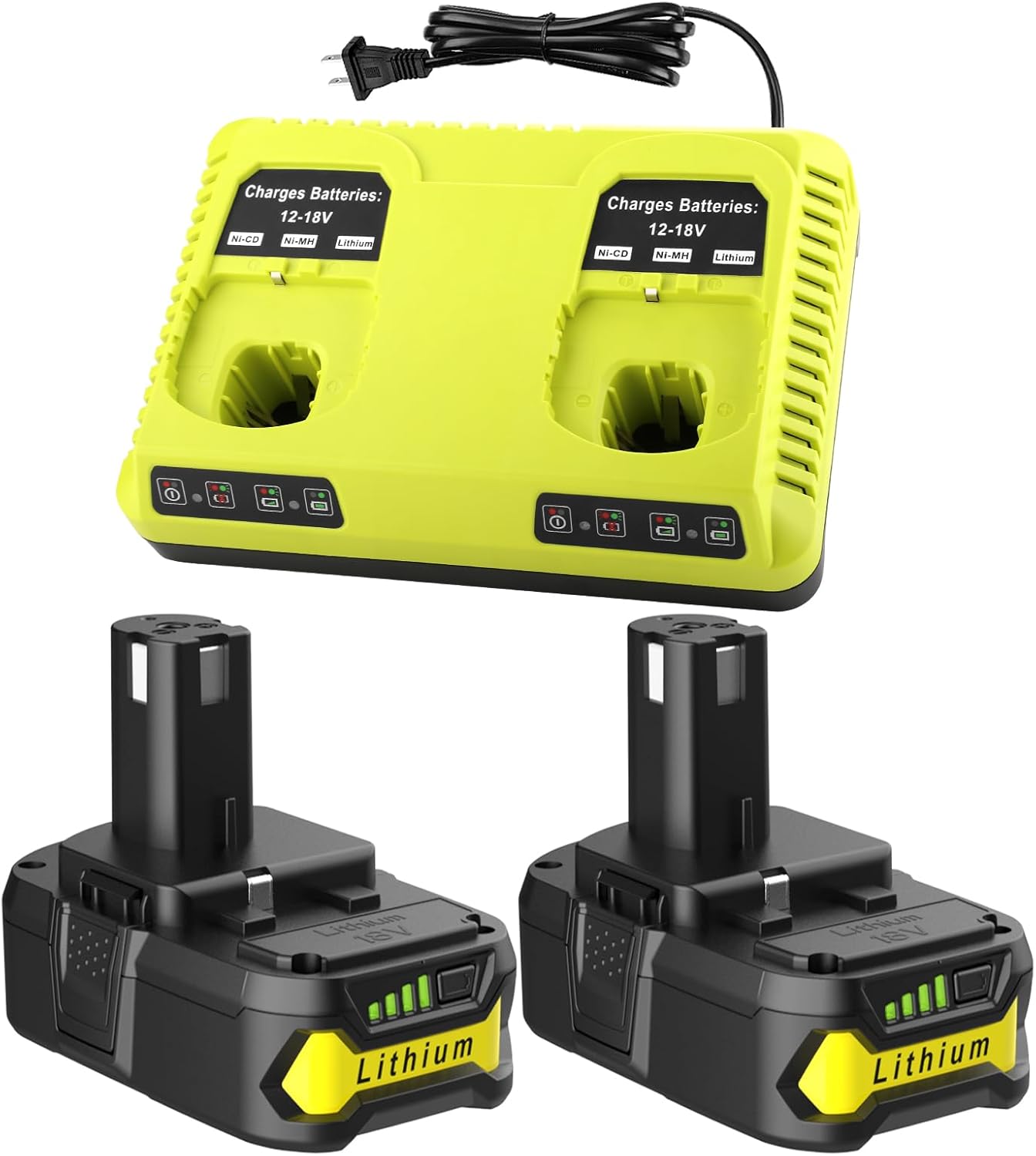 Replacement Ryobi 18V Batteries and Charger Combo for Power Tools