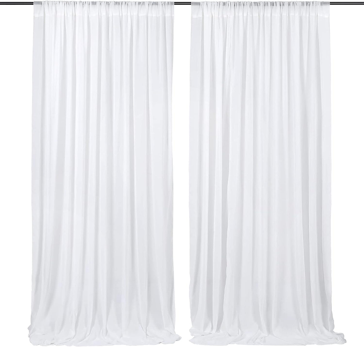 QueenDream 10x10ft White Chiffon Curtains - Elegant Event Decor