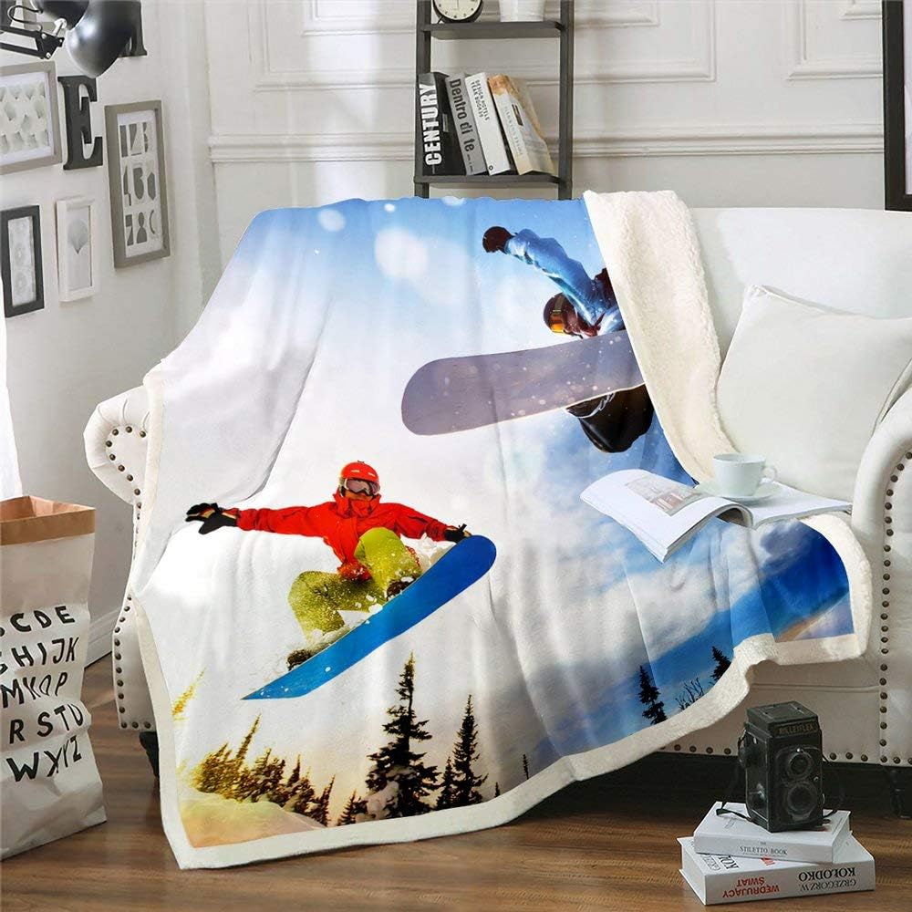 Cozy Snowboarding Sherpa Blanket