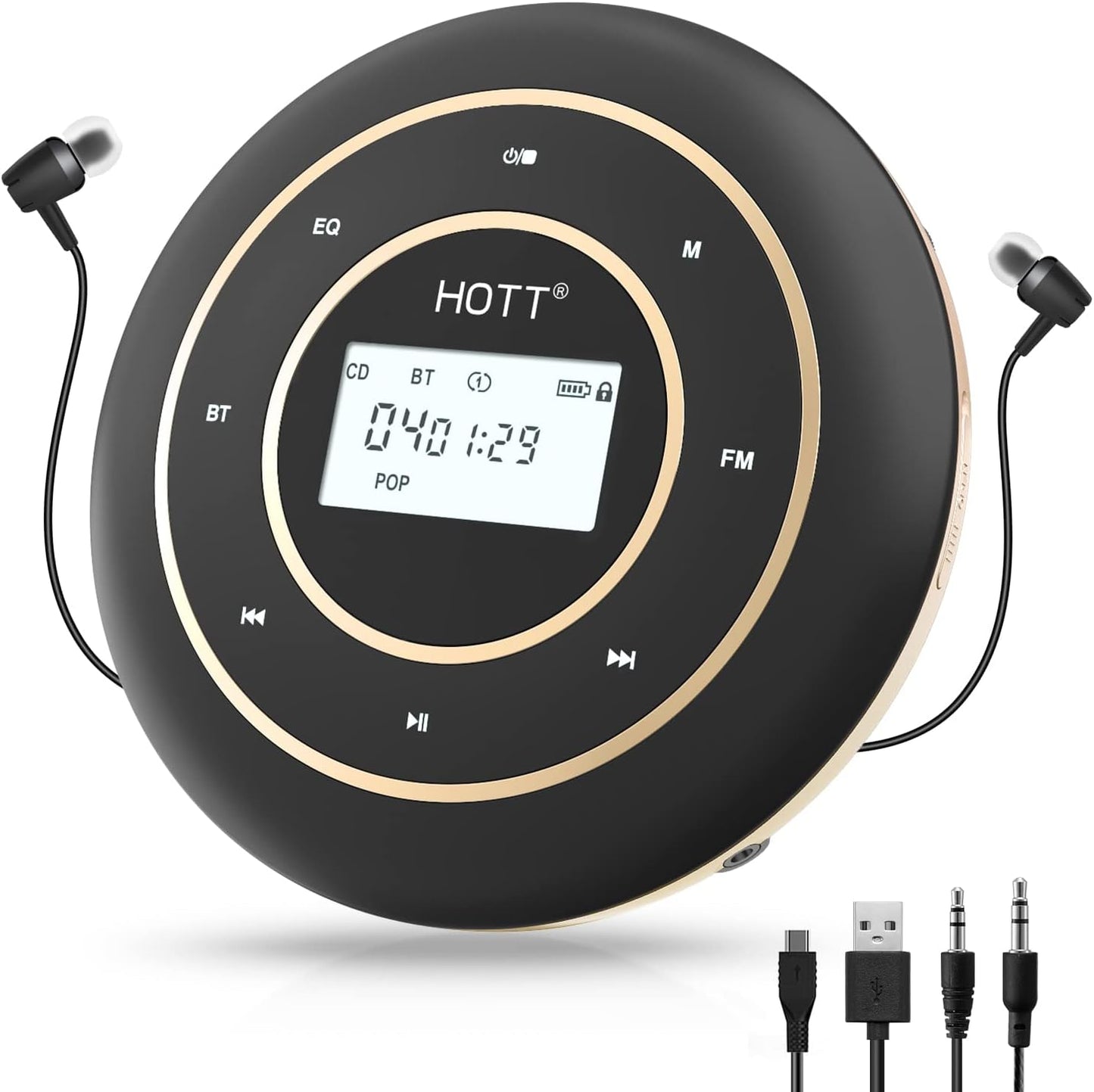 Portable Bluetooth Car CD Player - Touch Backlight Display