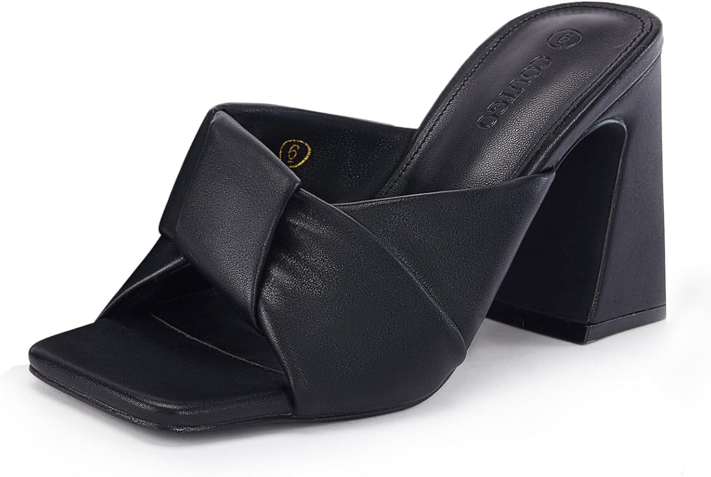 Coutgo Womens Chunky Heeled Mules for Summer Evening Parties