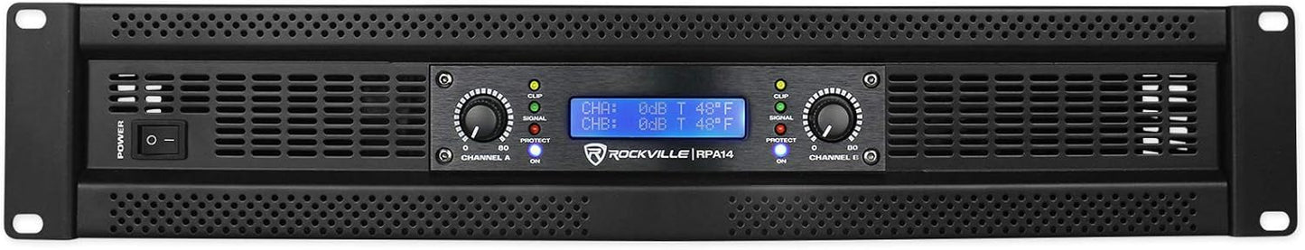 Rockville RPA14 Power Amplifier: 7000W Peak, 2000W RMS Output
