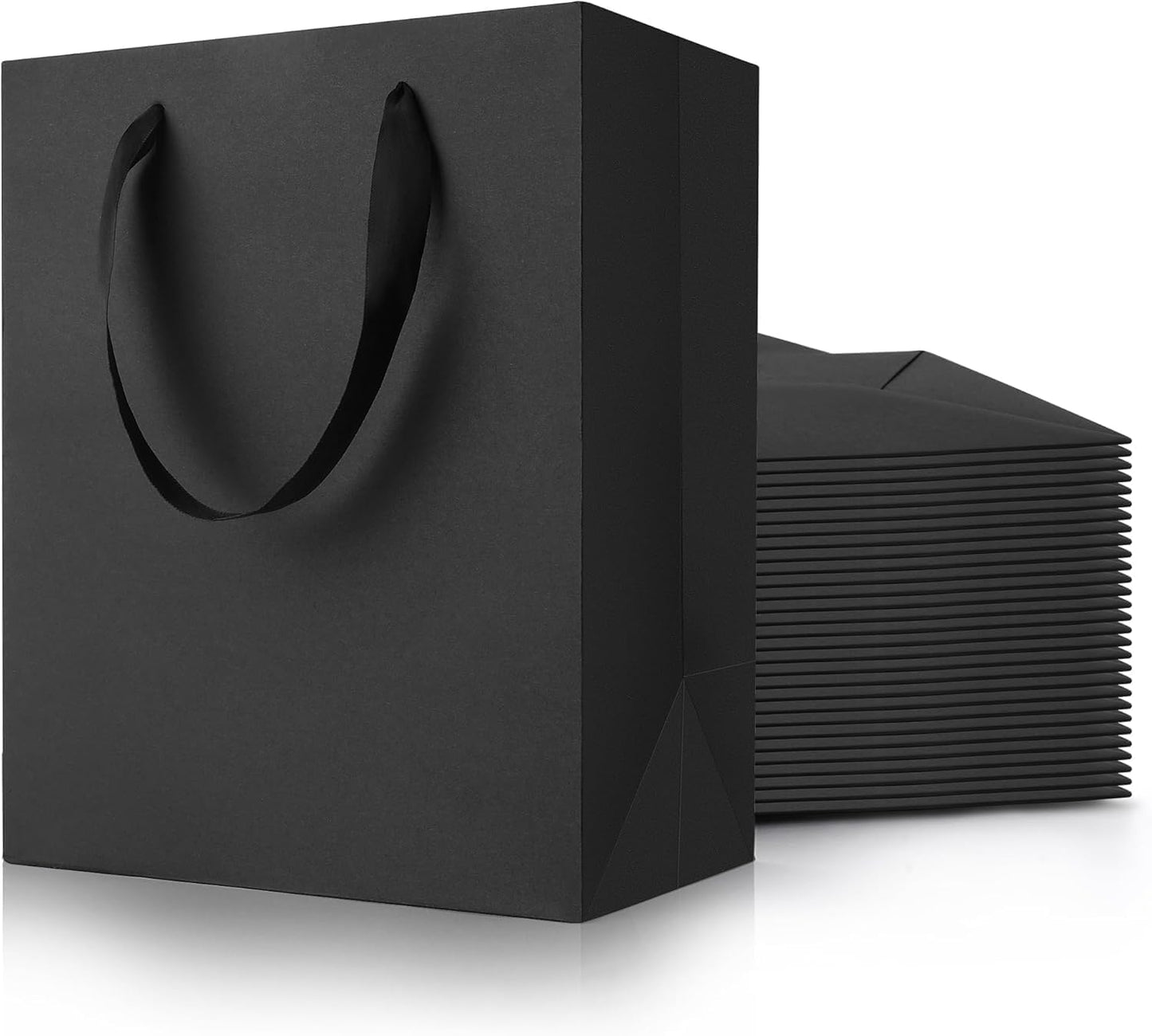 Black Gift Bags With Handles by PrimeSign - 50 Pack
